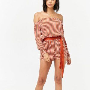 Forever 21 Off the shoulder romper rust/cream